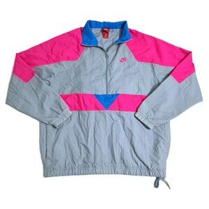 Nike Vaporwave Windbreaker Jacket Mens Large Zip Gray Pink AJ2299-012 Packable